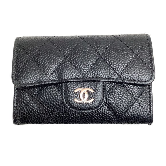 Chanel Black Caviar Quilted Card Wallet - Picture 1 of 7